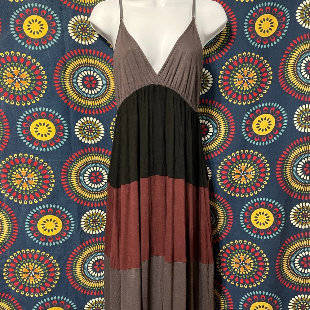 Lani Fall Tiered Colorblock Midi Tank Dress